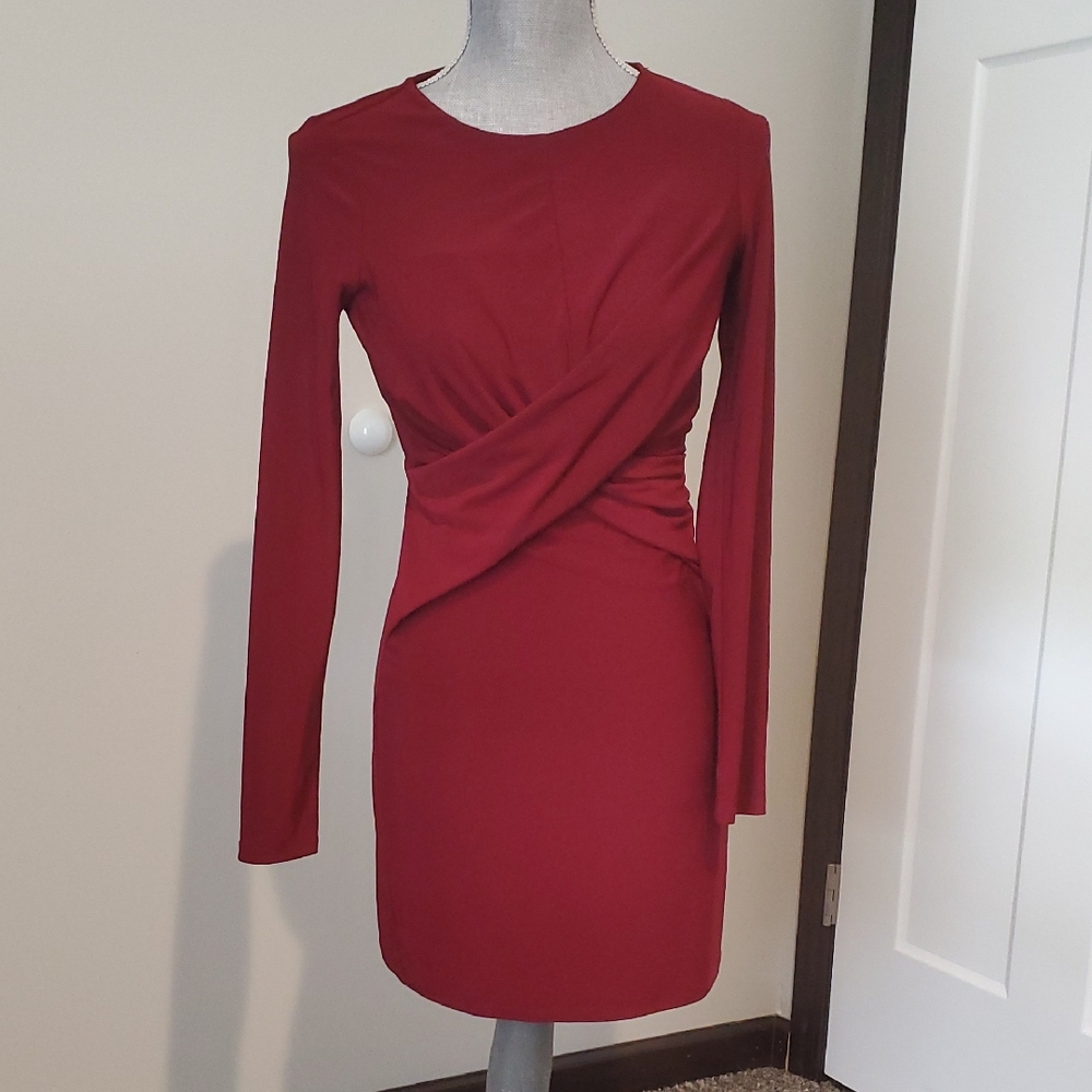 Forever 21 Burgundy Long Sleeve Dress